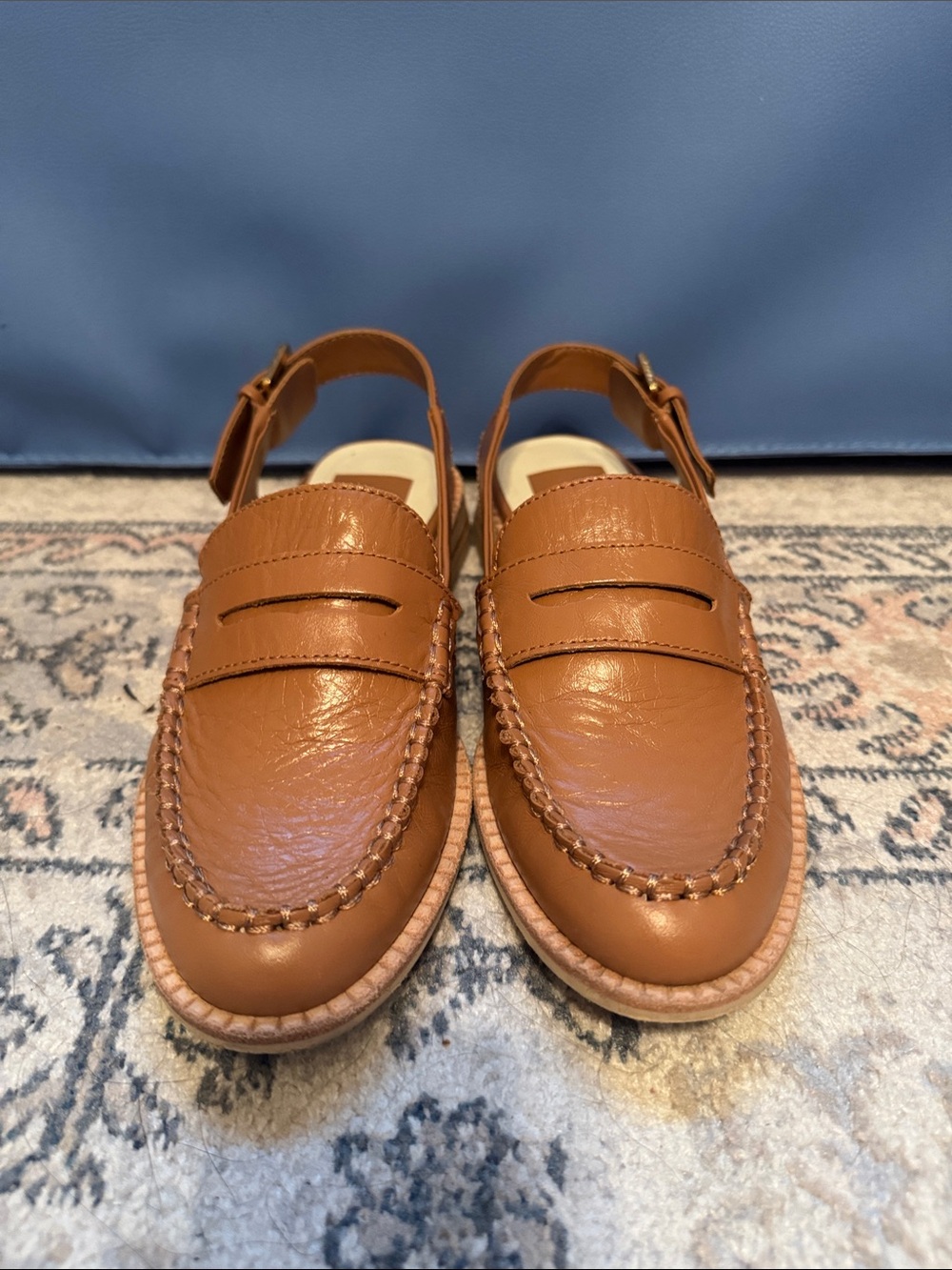 Dolce Vita Tan Leather Slingback Penny Loafers